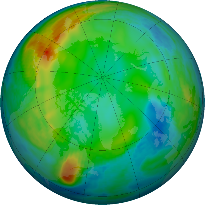 Arctic ozone map for 05 December 1990